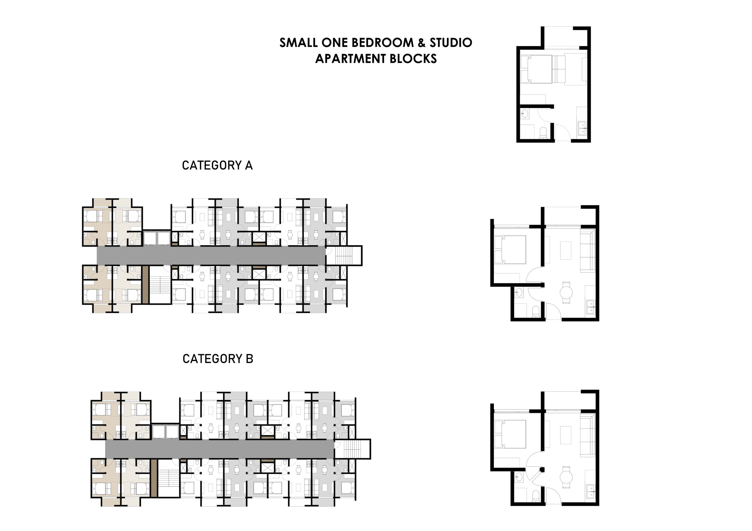 Small 1 bedroom and studio block